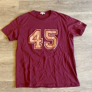 Ligne Club Med 45 Maroon Vacation Preppy Athleisure V-Neck T-Shirt Size Large